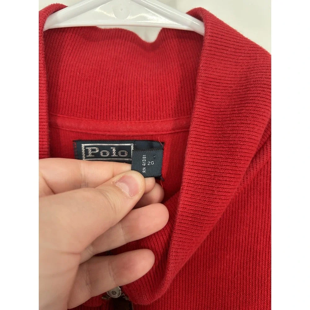 Polo Ralph Lauren Sweater Leather Tab Quarter 1/4 Zip Pullover Red Knit Mens 2XL